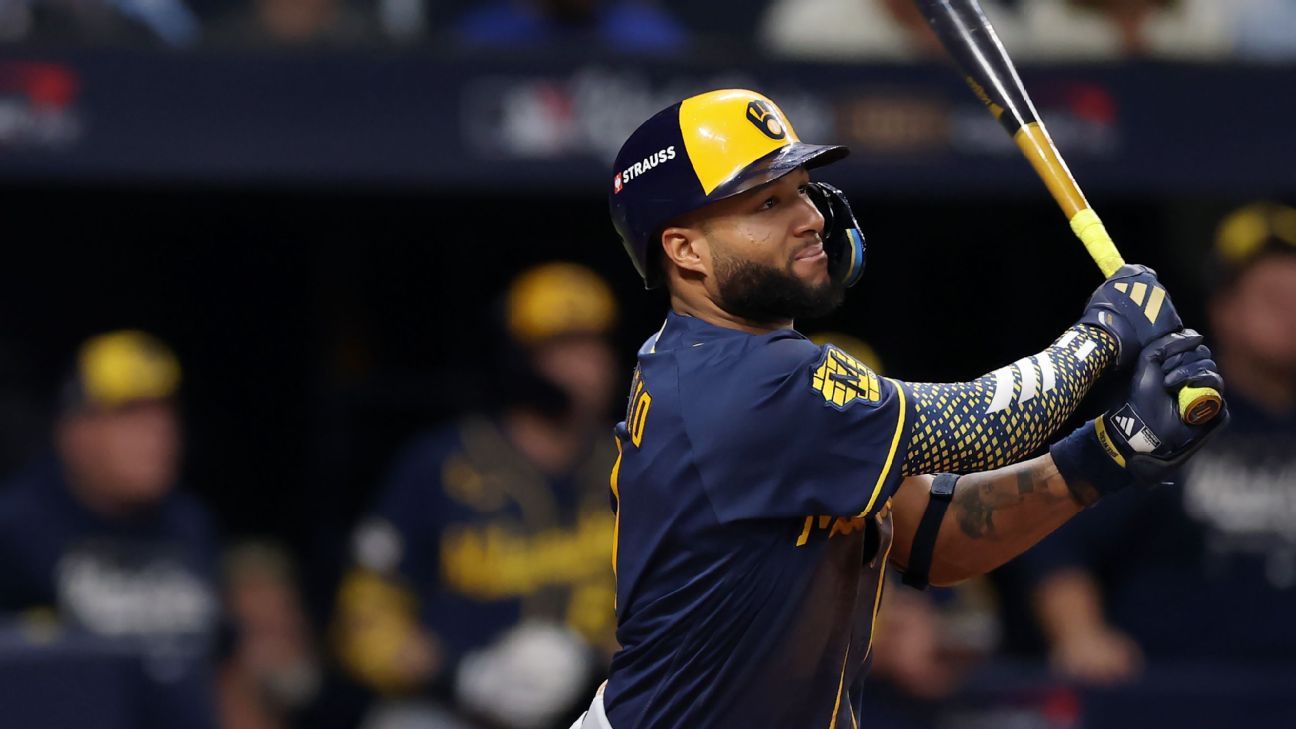 One win away: Brewers ride 8-run fifth to Game 3 r